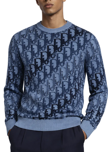 Dior Oblique Sweater "Blue Wool Jacquard"