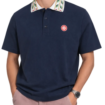 Casablanca Laurel Pique Short Sleeve "Navy Blue"