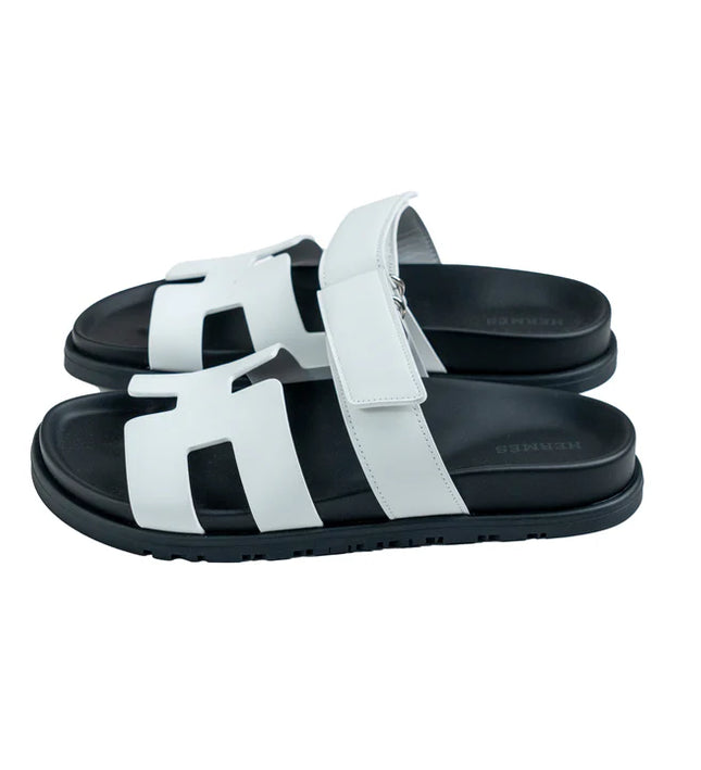 Hermes Chypre Sandals "White Leather"