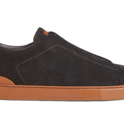 Zegna Black Suede Triple Stitch sneakers
