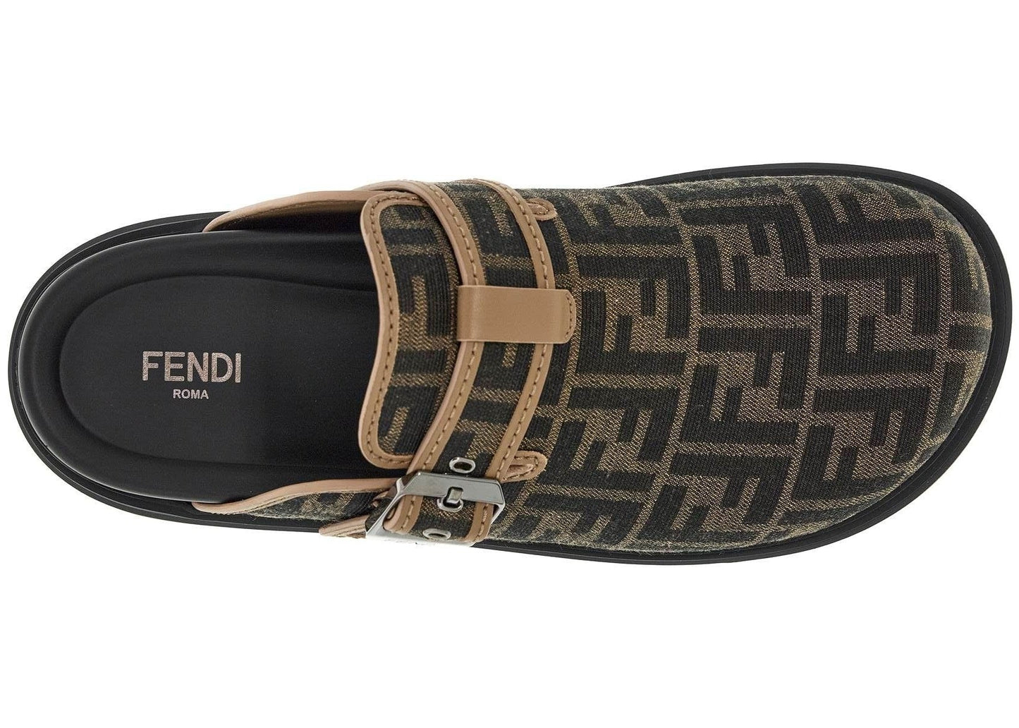 Fendi Feel Sabots Fabric Brown 'Black / Brown'