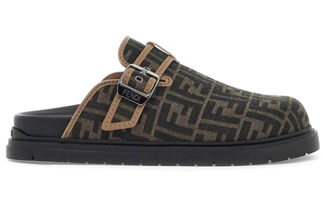 Fendi Feel Sabots Fabric Brown 'Black / Brown'