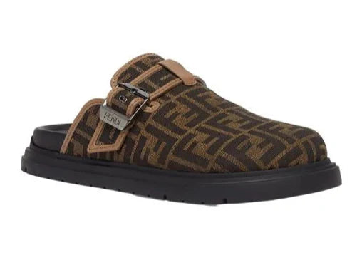 Fendi Feel Sabots Fabric Brown 'Black / Brown'