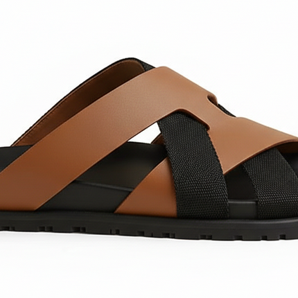 Hermes Kazimir Sandal "Natural  / Black"