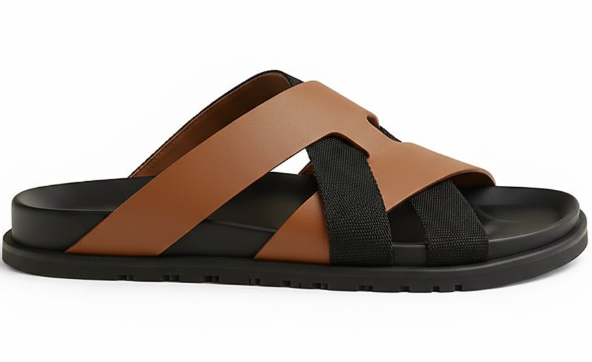 Hermes Kazimir Sandal "Natural  / Black"