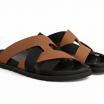 Hermes Kazimir Sandal "Natural  / Black"