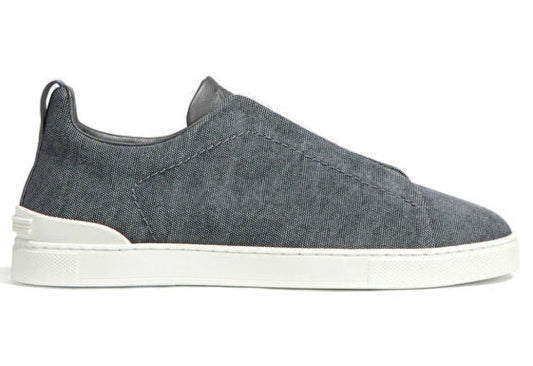 Zegna Triple Stitch Canvas Slip-On Sneakers