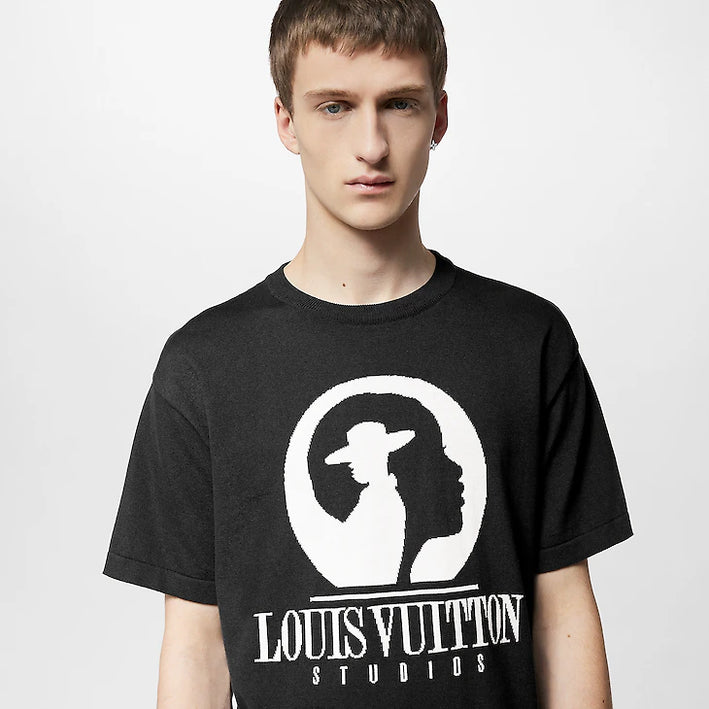 LOUIS VUITTON Short-Sleeved Cotton Intarsia Crewneck