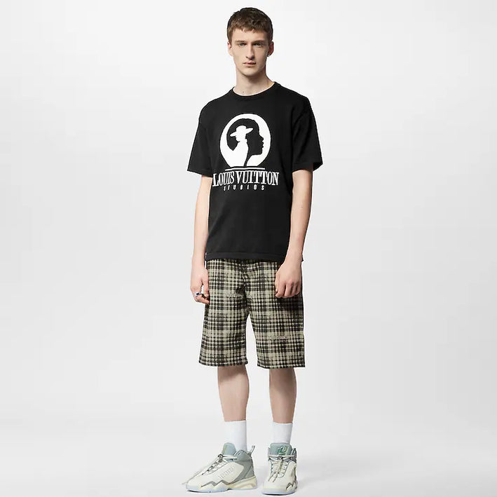 LOUIS VUITTON Short-Sleeved Cotton Intarsia Crewneck