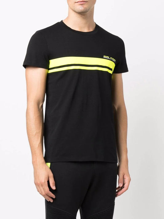 Balmain x Rossignol stripe logo-print T-shirt