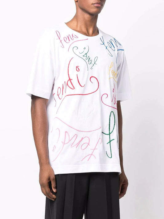 Fendi x Noel Fielding logo-embroidered short-sleeve T-shirt