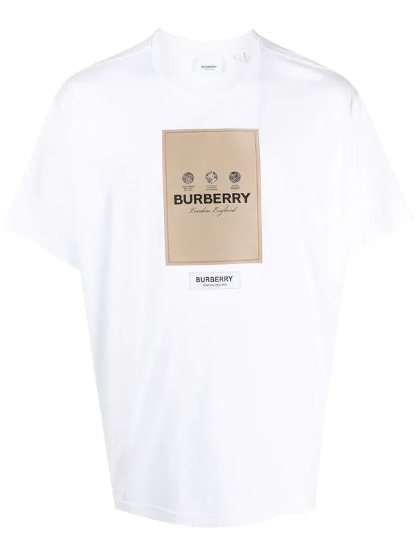 BURBERRY logo-patch round-neck T-shirt