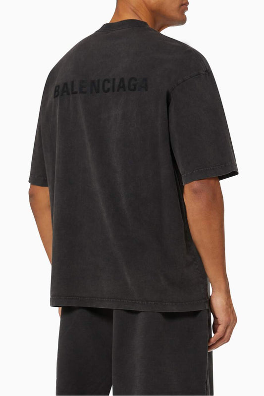 BALENCIAGANEW SEASON Logo Medium Fit T-shirt in Vintage Cotton Jersey