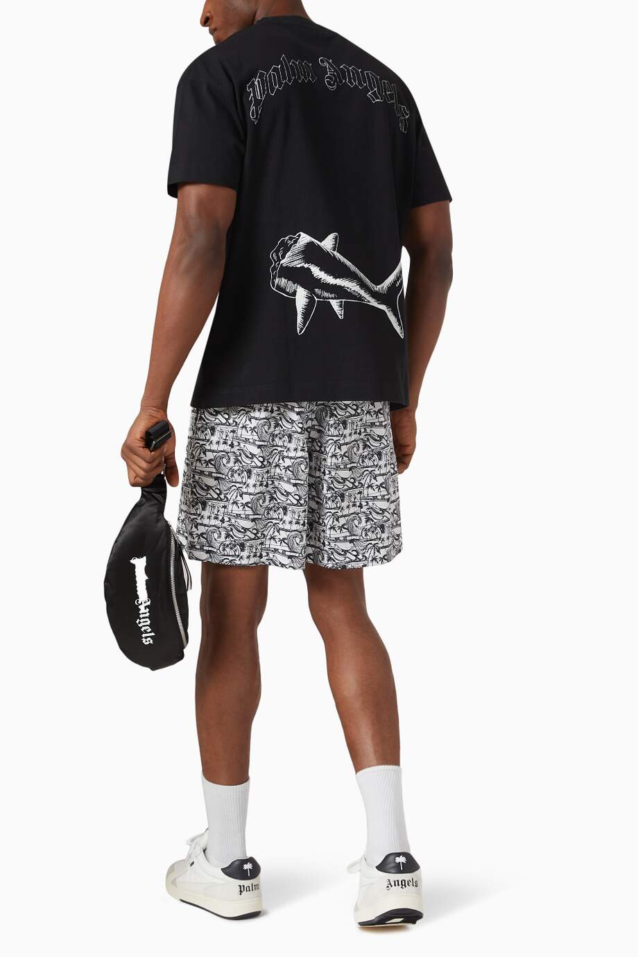 Palm Angels Broken Shark T-shirt in Cotton Jersey