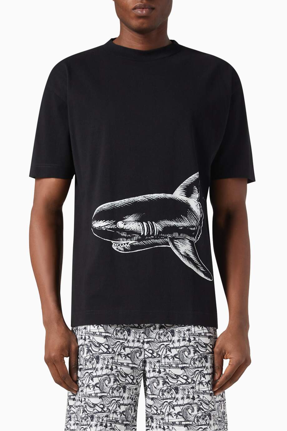 Palm Angels Broken Shark T-shirt in Cotton Jersey