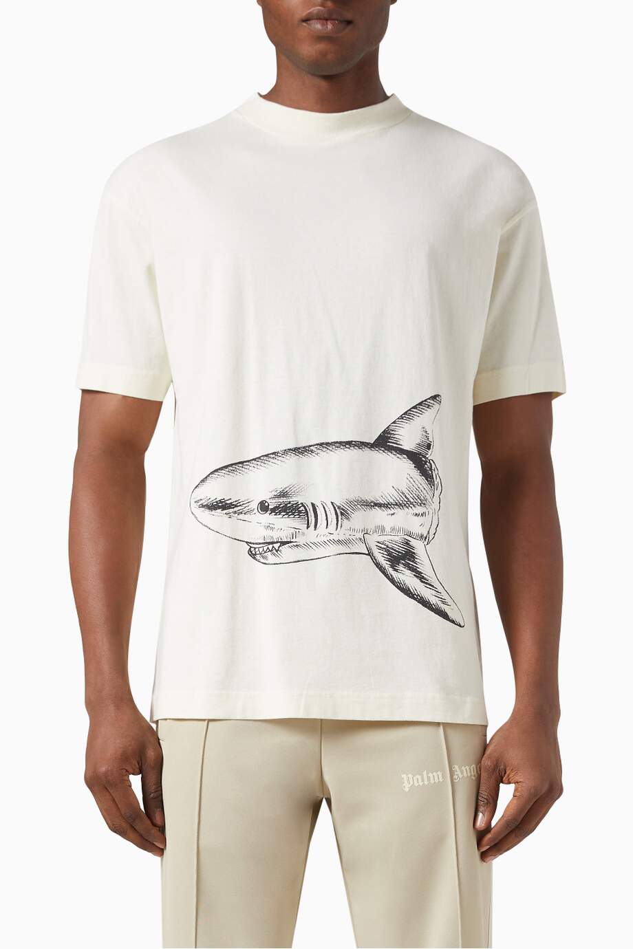 Palm Angels Broken Shark T-shirt in Cotton Jersey