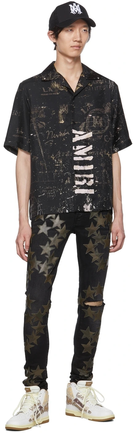 AMIRI Black Army Stencil Camp Shirt