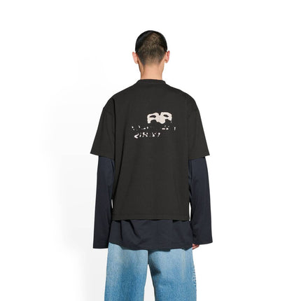 BALENCIAGA HAND DRAWN BB ICON T-SHIRT MEDIUM FIT IN BLACK