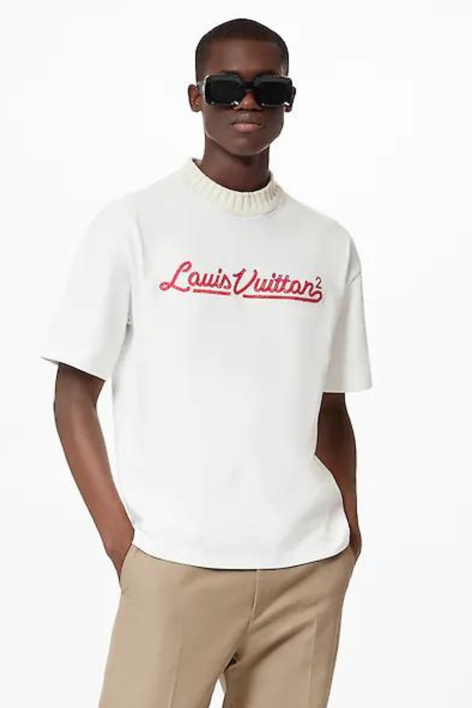 EMBROIDERED LOUIS VUITTON MOCKNECK TEE