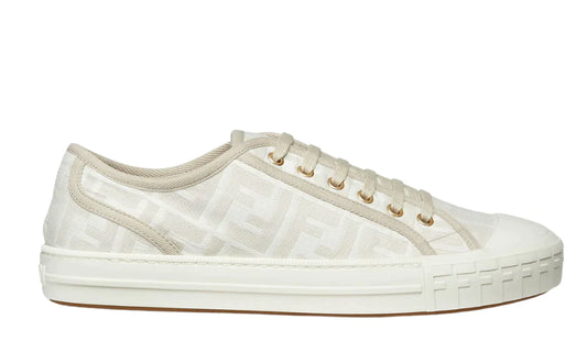 Fendi Domino White Fabric Low-Tops