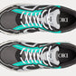 Dior B22 Anthracite Gray Mesh And Black & Green Low Top Sneakers
