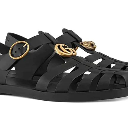Gucci Rubber Buckle Strap Sandals - Black
