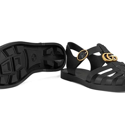 Gucci Rubber Buckle Strap Sandals - Black
