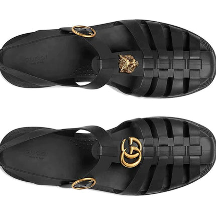 Gucci Rubber Buckle Strap Sandals - Black