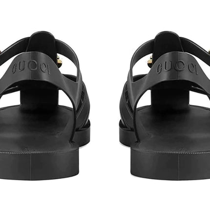 Gucci Rubber Buckle Strap Sandals - Black