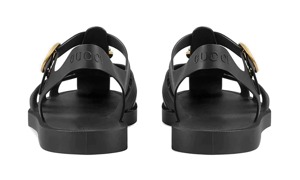 Gucci Rubber Buckle Strap Sandals - Black