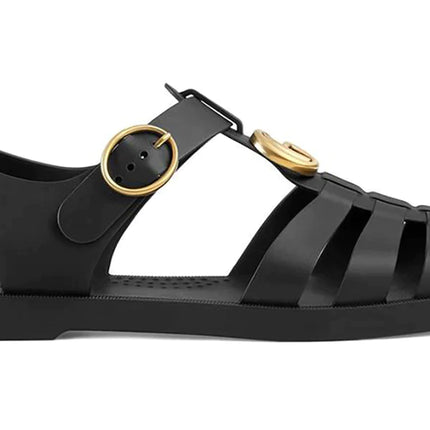 Gucci Rubber Buckle Strap Sandals - Black
