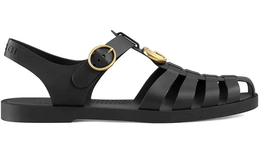 Gucci Rubber Buckle Strap Sandals - Black