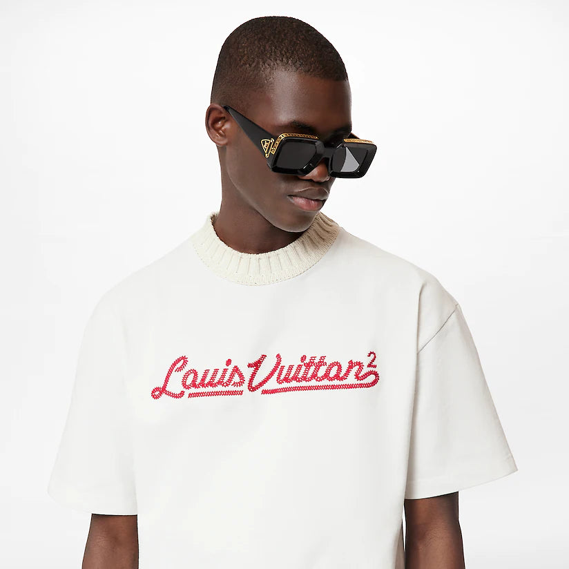 EMBROIDERED LOUIS VUITTON MOCKNECK TEE