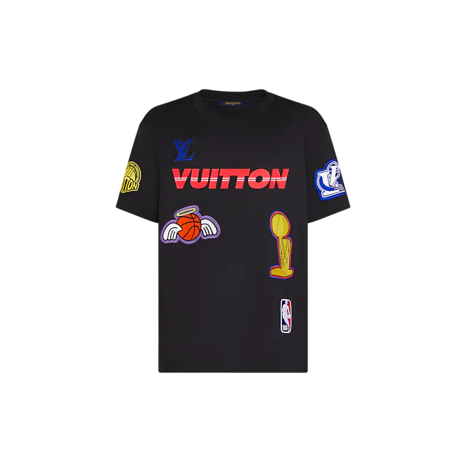 Louis Vuitton NBA Basketball Embroidered White T-shirt